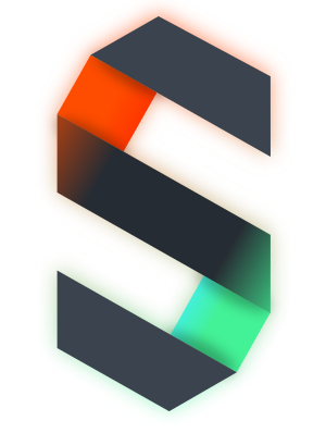 A logo for the project “Schemetastic”, it is shaped like a letter “S” a part is colored in orange and other part is colored in green mint color.